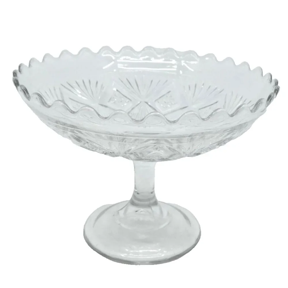 Antique EAPG Compote Higbee Glass Melrose Sheaf and Diamond Pattern~8.5
